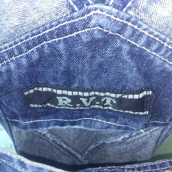 Dark wash rvt revolt overall shorts shortalls sz L - Picture 3 of 5